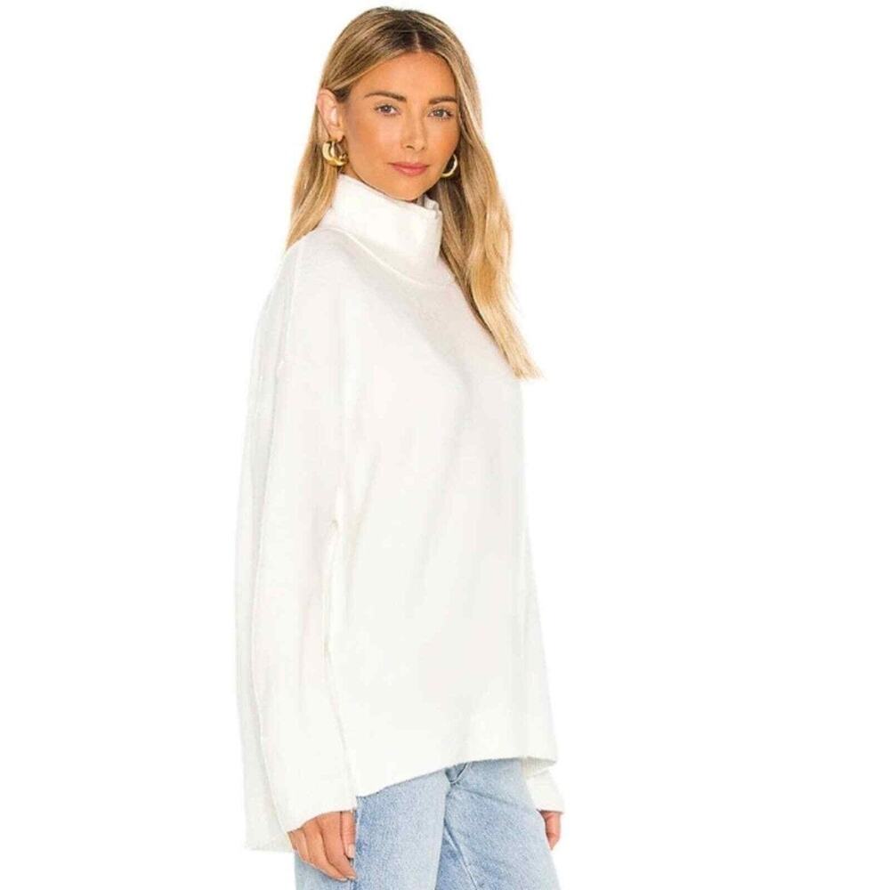 Free People Ottoman Slouchy Cozy Tunic Mock Neck Sweater Cream Small